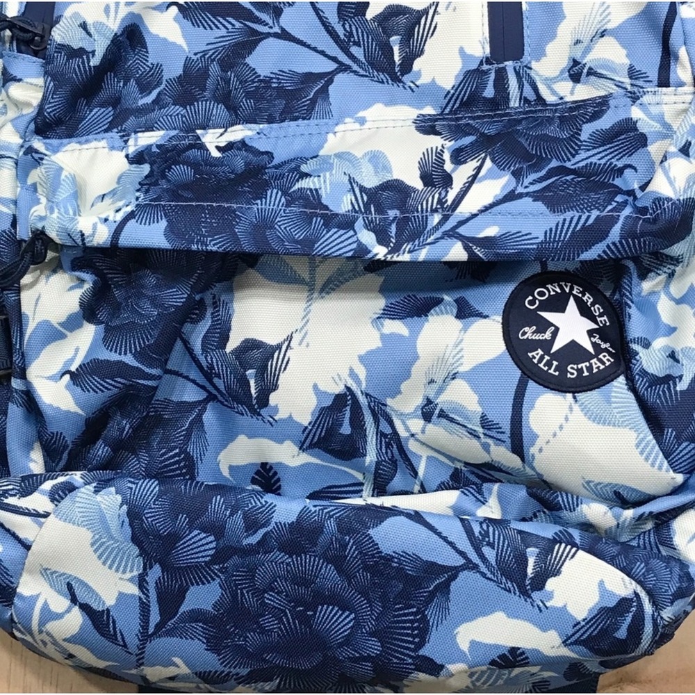 Converse Straight Edge Backpack Blue Floral Peony Print Laptop Bag 10007783 - Picture 5 of 8